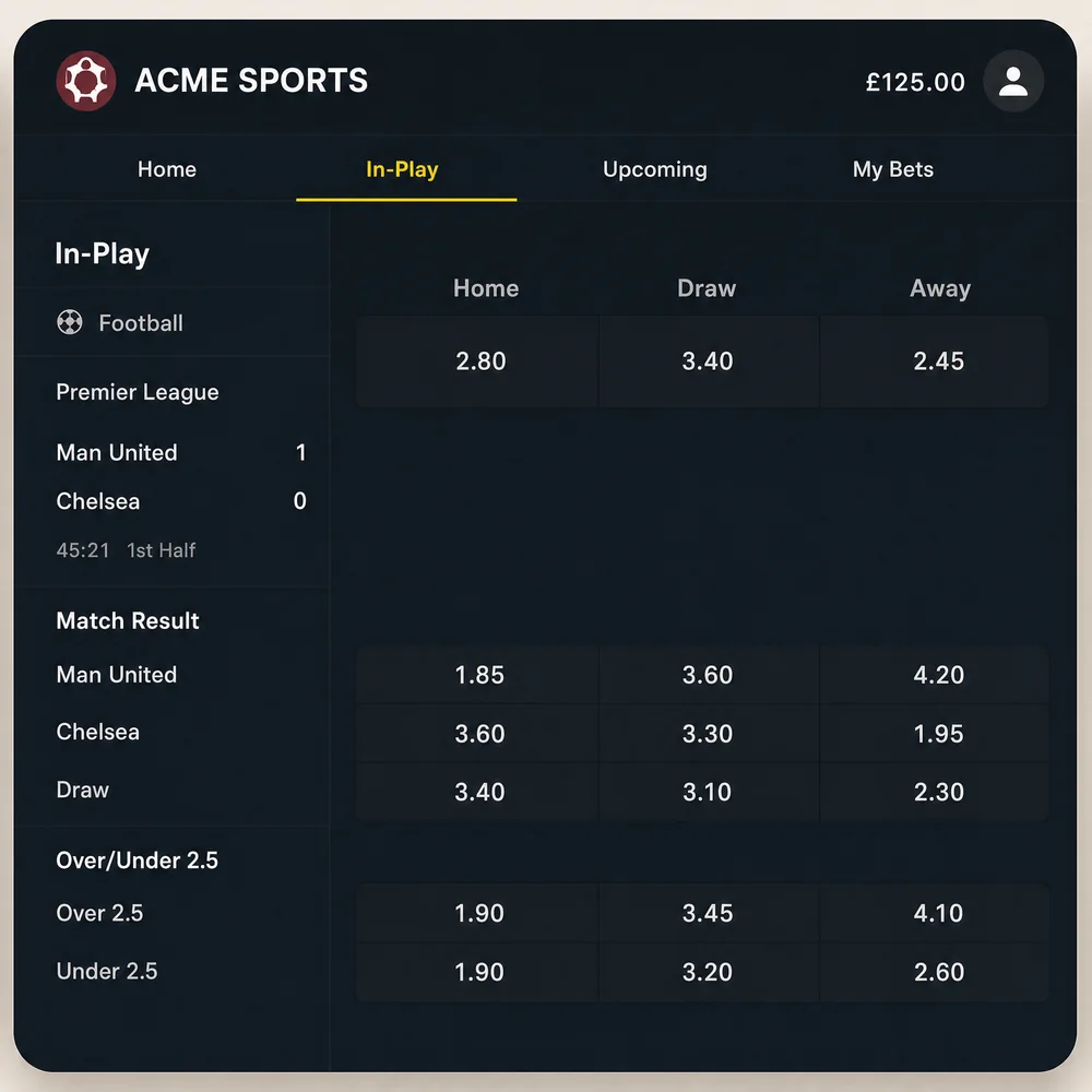 A dark sportsbook app with an open Human Moment card: Robert delivering a message ending on a View offer action